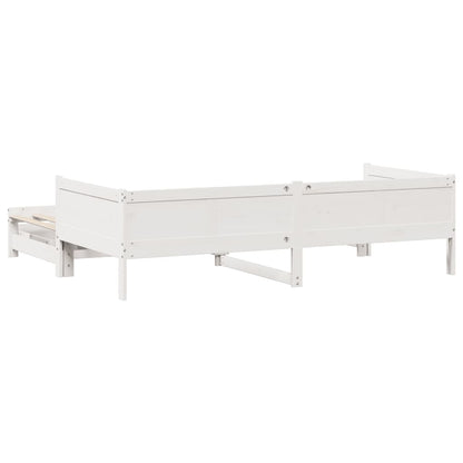 Daybed with Trundle and Drawers without Mattress White 80x200 cm