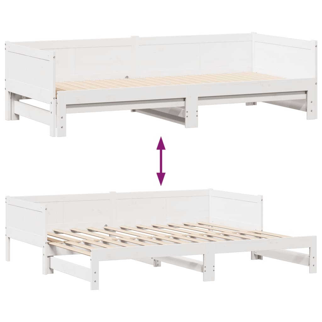 Daybed with Trundle and Drawers without Mattress White 80x200 cm