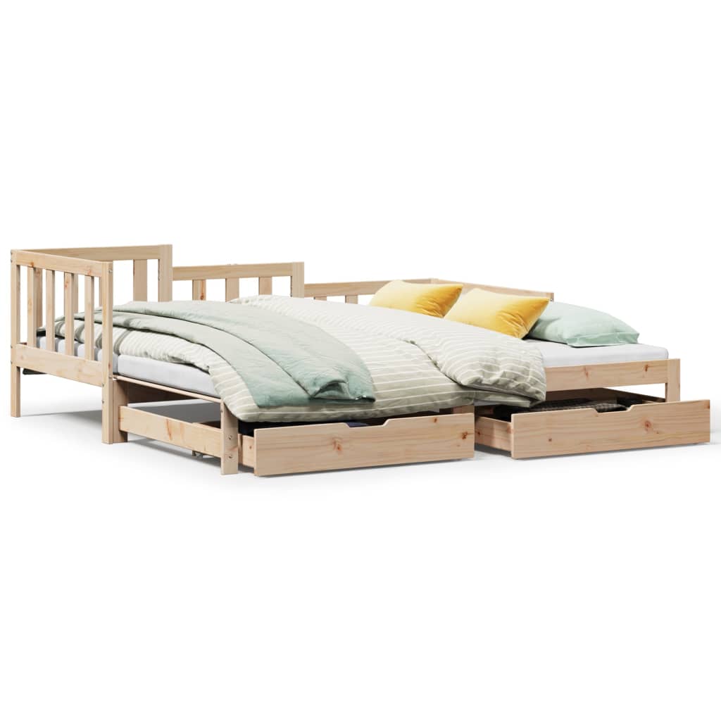 Daybed with Trundle and Drawers without Mattress 90x190 cm Single