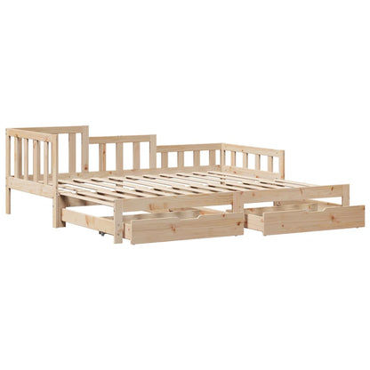 Daybed with Trundle and Drawers without Mattress 90x190 cm Single