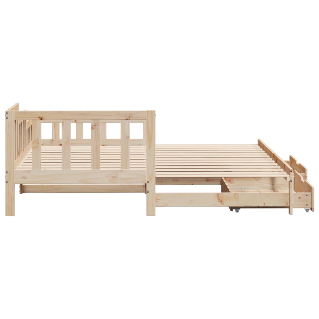 Daybed with Trundle and Drawers without Mattress 90x190 cm Single