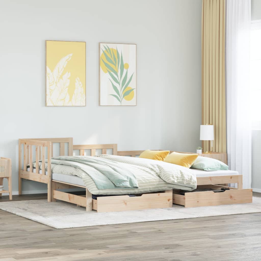 Daybed with Trundle and Drawers without Mattress 90x190 cm Single