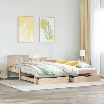 Daybed with Trundle and Drawers without Mattress 90x190 cm Single