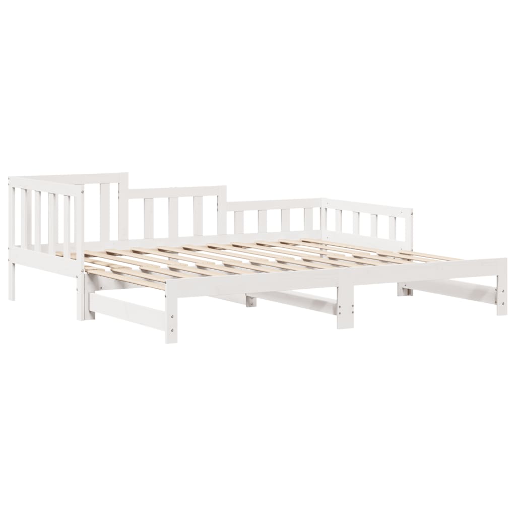 Daybed with Trundle and Drawers White 90x190 cm Solid Wood Pine