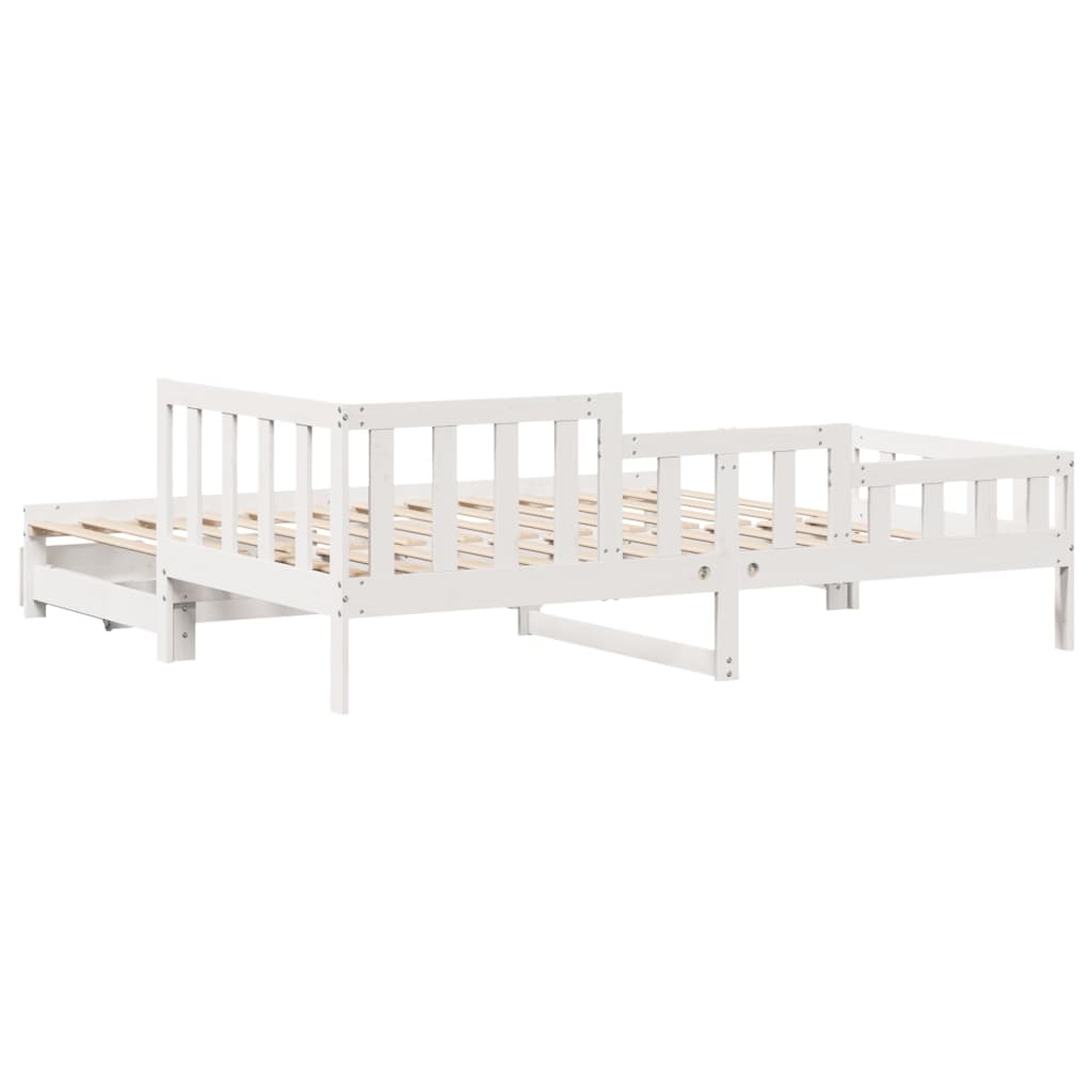 Daybed with Trundle and Drawers White 90x190 cm Solid Wood Pine