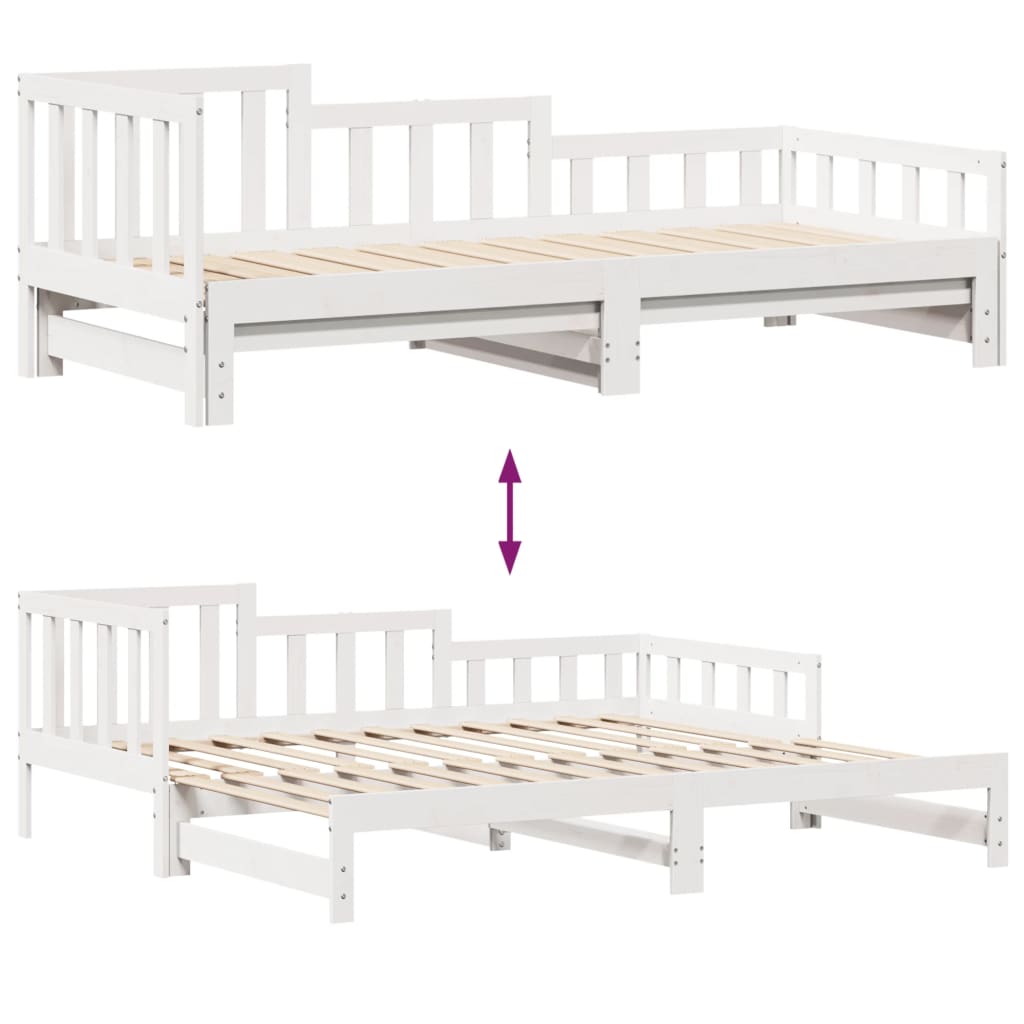 Daybed with Trundle and Drawers White 90x190 cm Solid Wood Pine