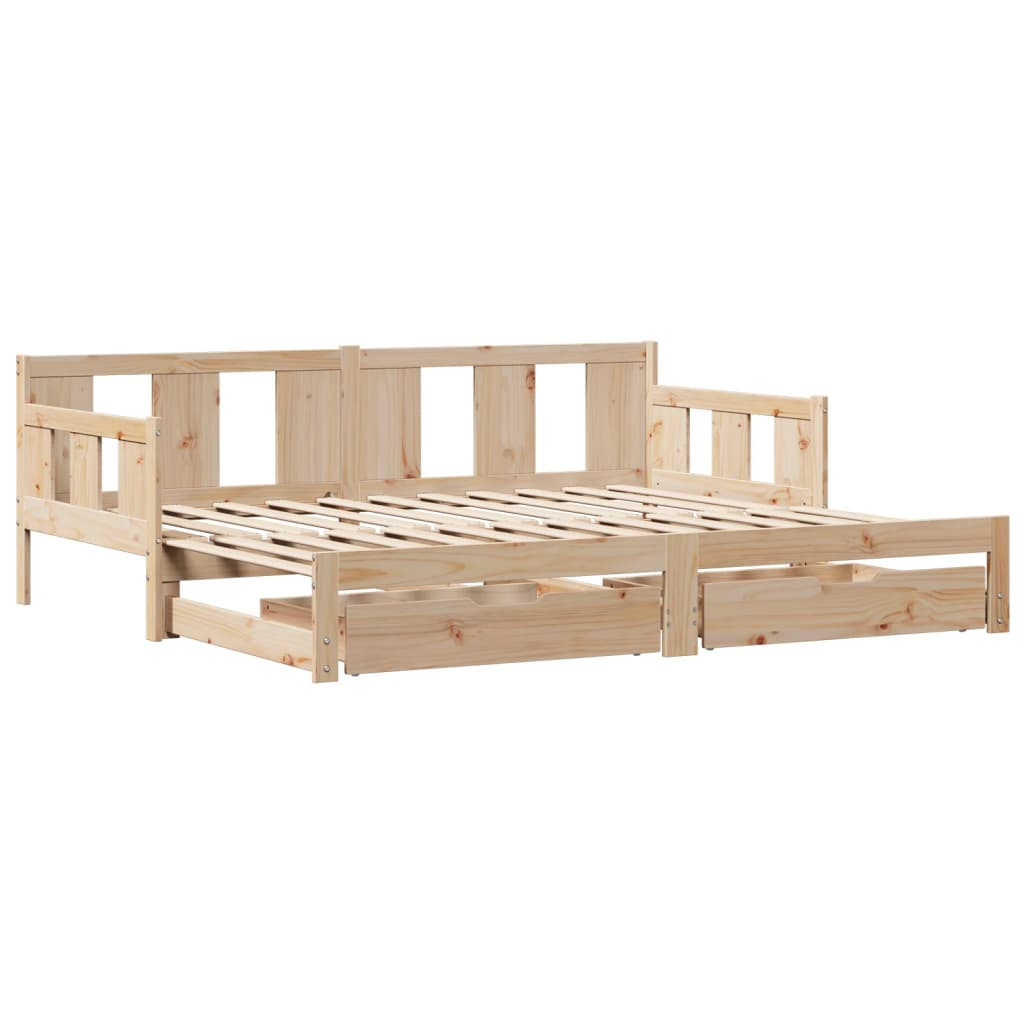 Daybed with Trundle and Drawers without Mattress 90x200 cm