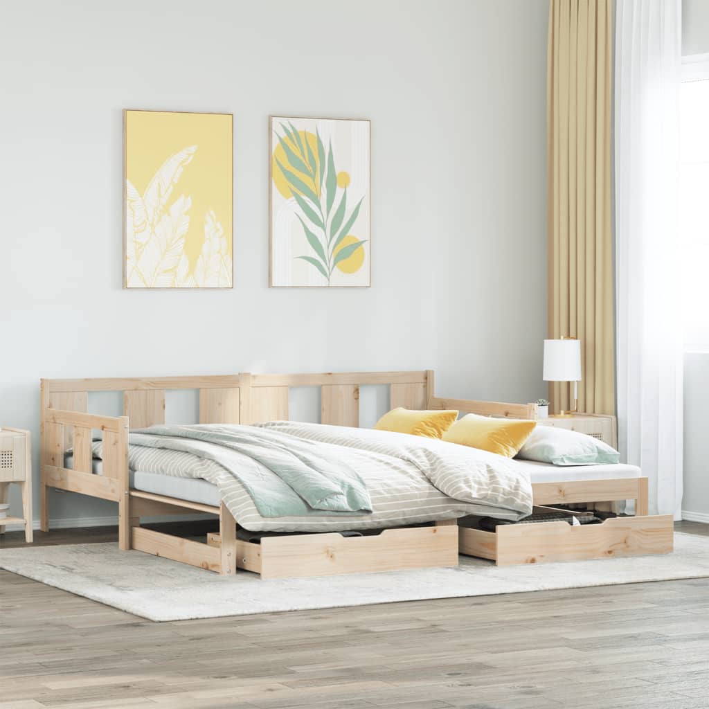 Daybed with Trundle and Drawers without Mattress 90x200 cm