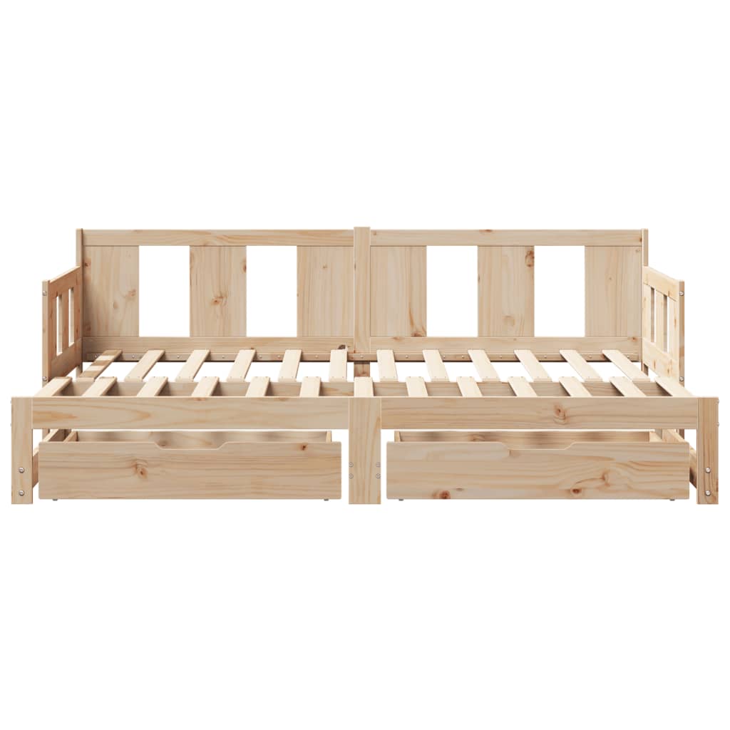 Daybed with Trundle and Drawers without Mattress 90x200 cm