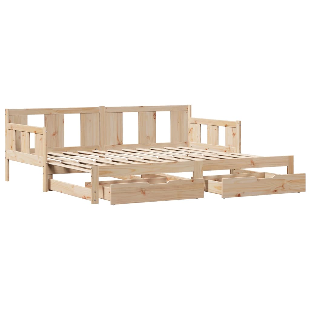 Daybed with Trundle and Drawers without Mattress 90x200 cm