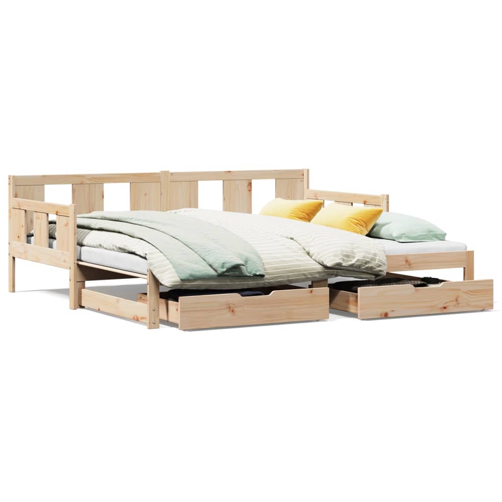 Daybed with Trundle and Drawers without Mattress 90x200 cm