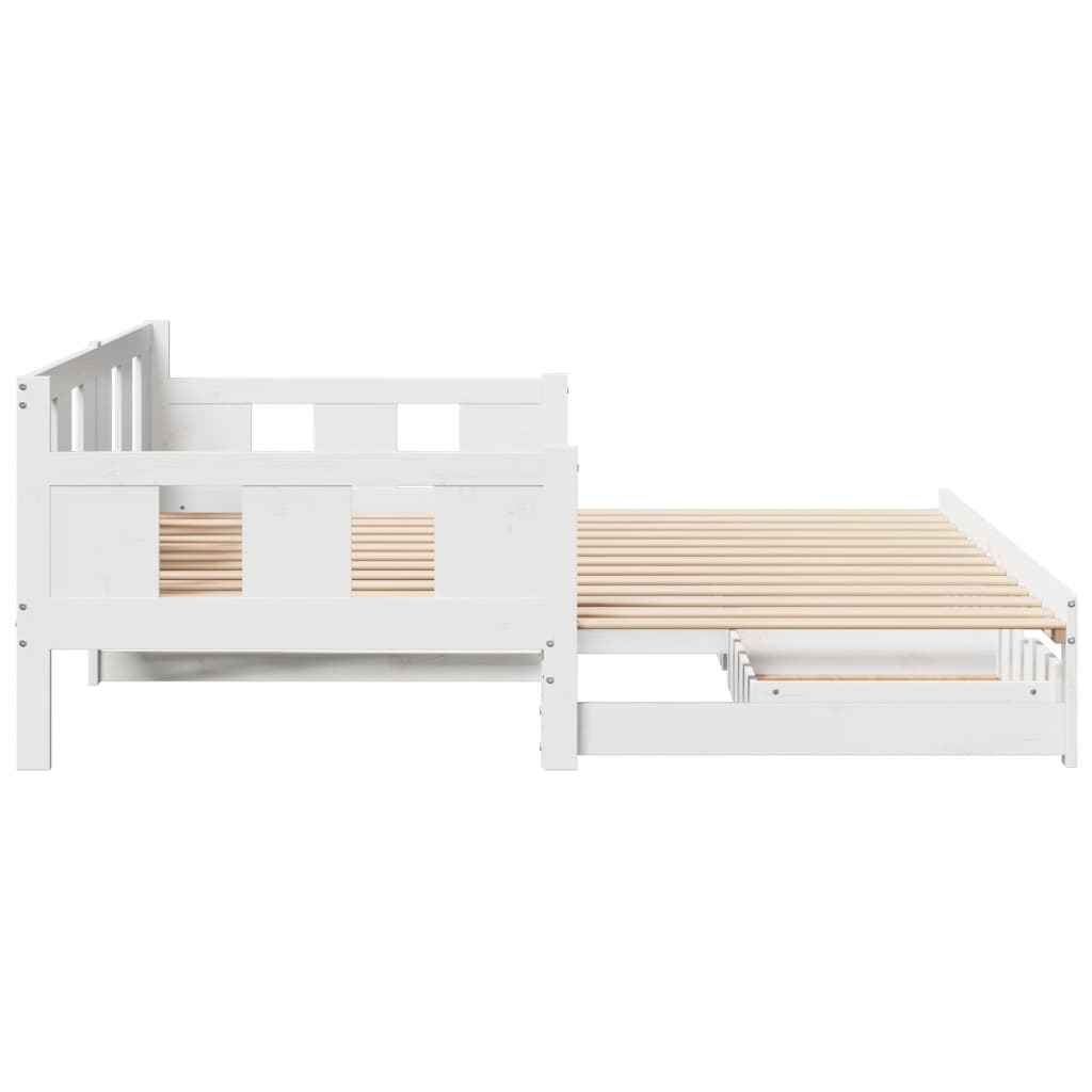 Daybed with Trundle and Drawers without Mattress White 90x200 cm