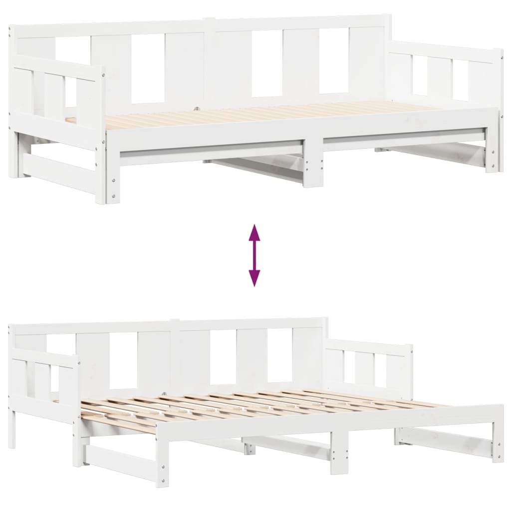 Daybed with Trundle and Drawers without Mattress White 90x200 cm