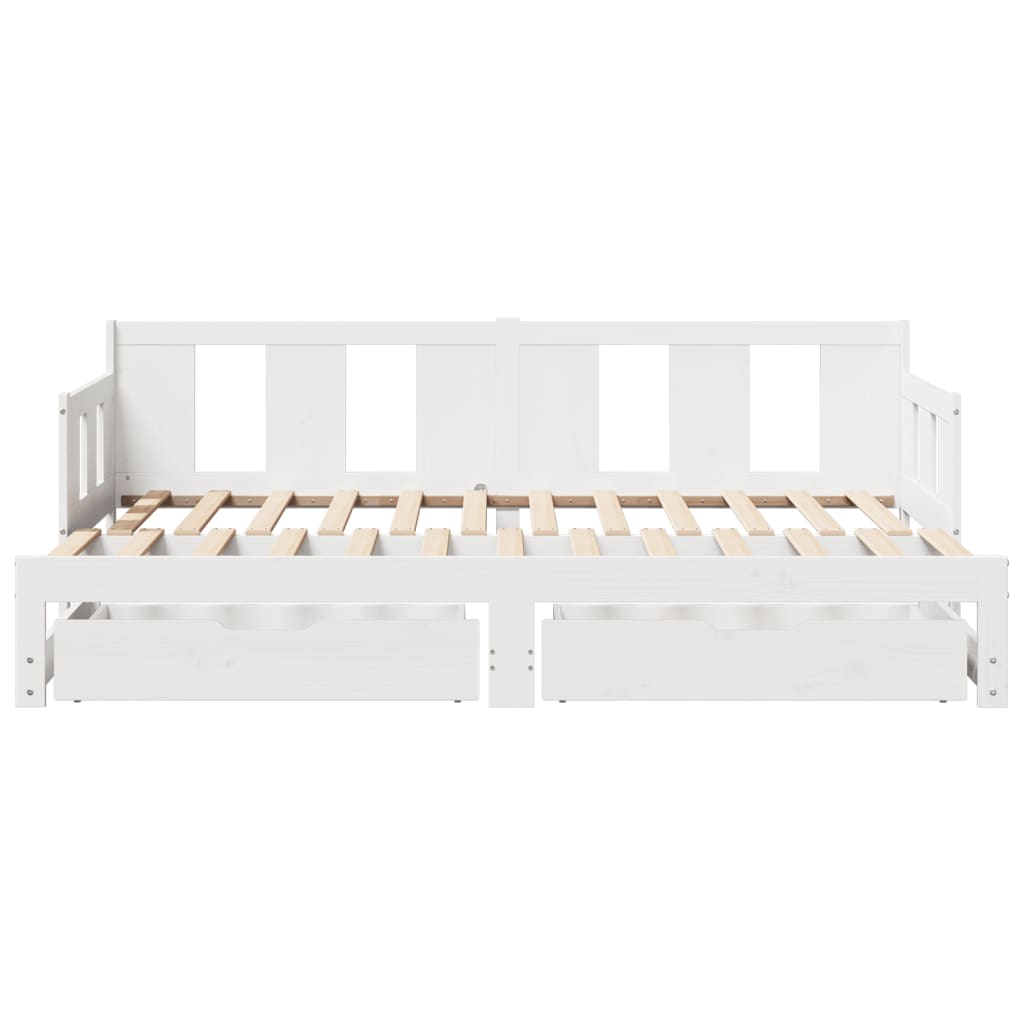 Daybed with Trundle and Drawers without Mattress White 80x200 cm