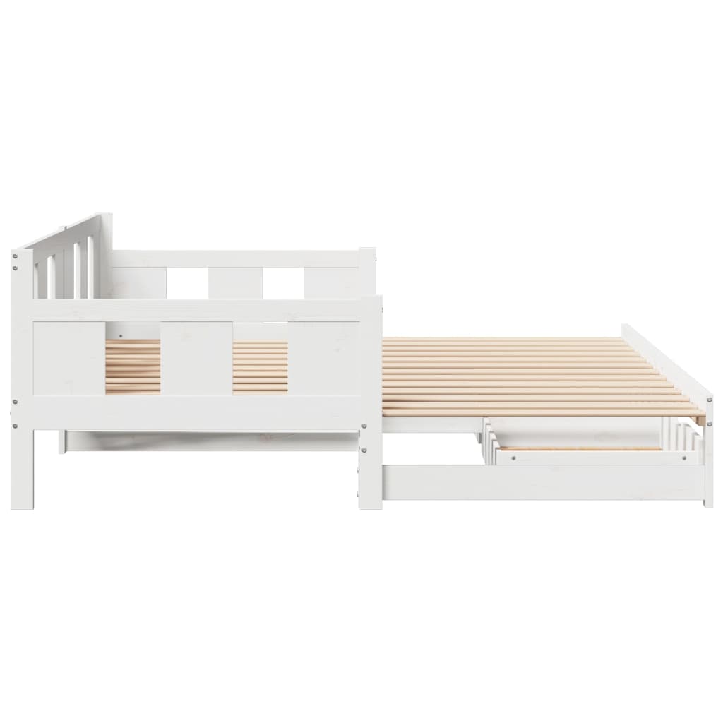 Daybed with Trundle and Drawers without Mattress White 80x200 cm