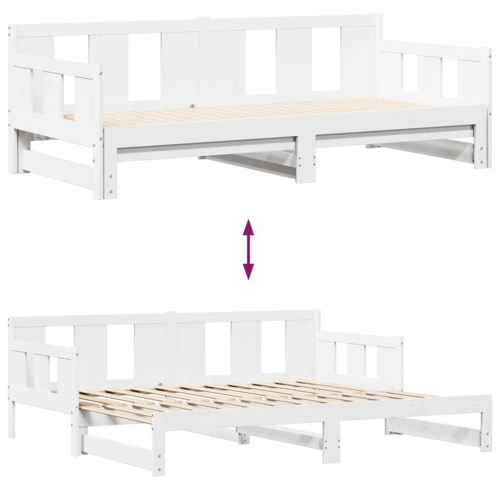 Daybed with Trundle and Drawers without Mattress White 80x200 cm