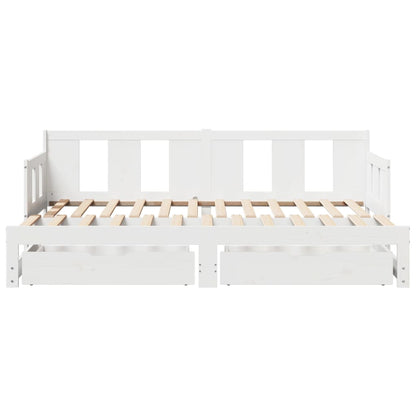 Daybed with Trundle and Drawers without Mattress White 90x190 cm Single