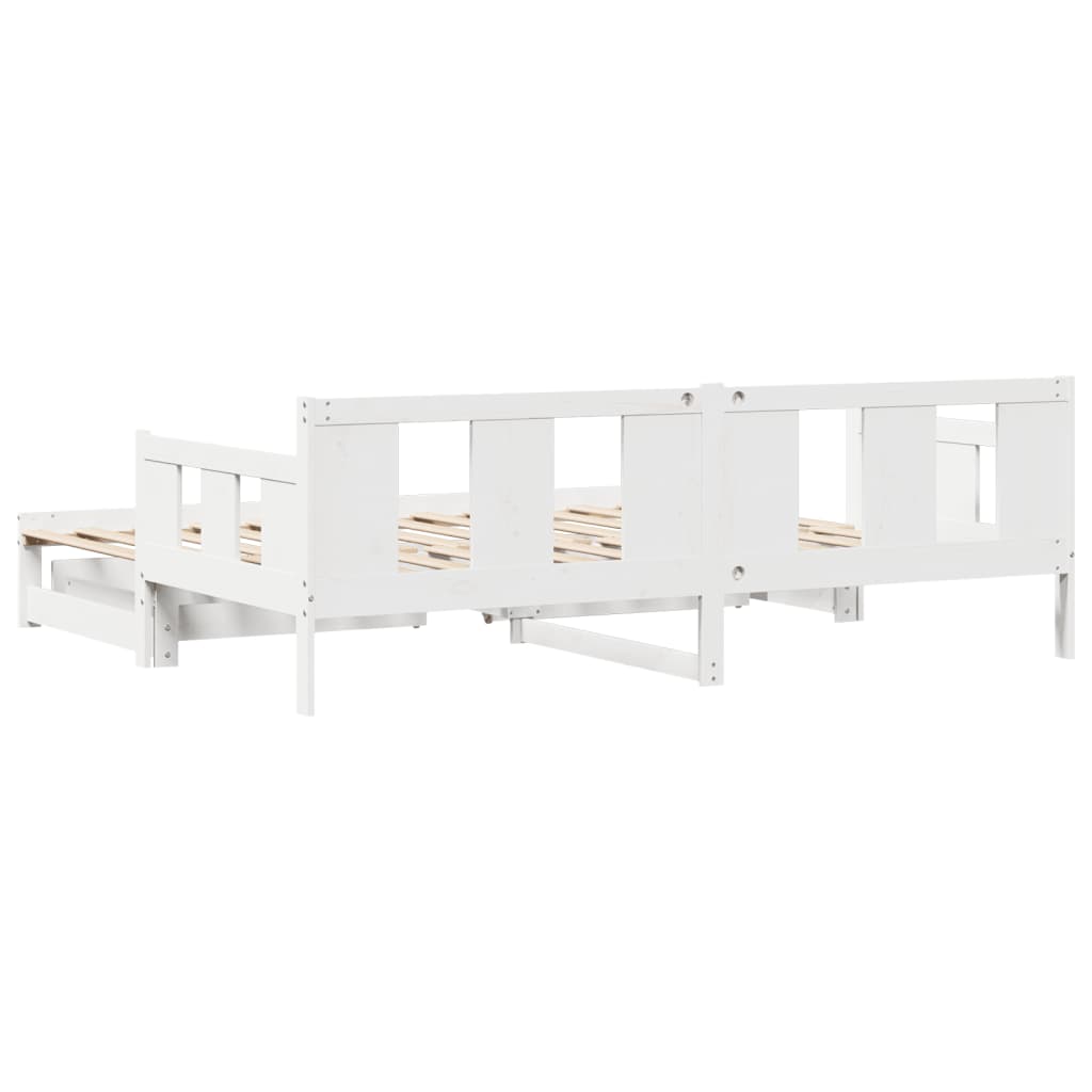 Daybed with Trundle and Drawers without Mattress White 90x190 cm Single