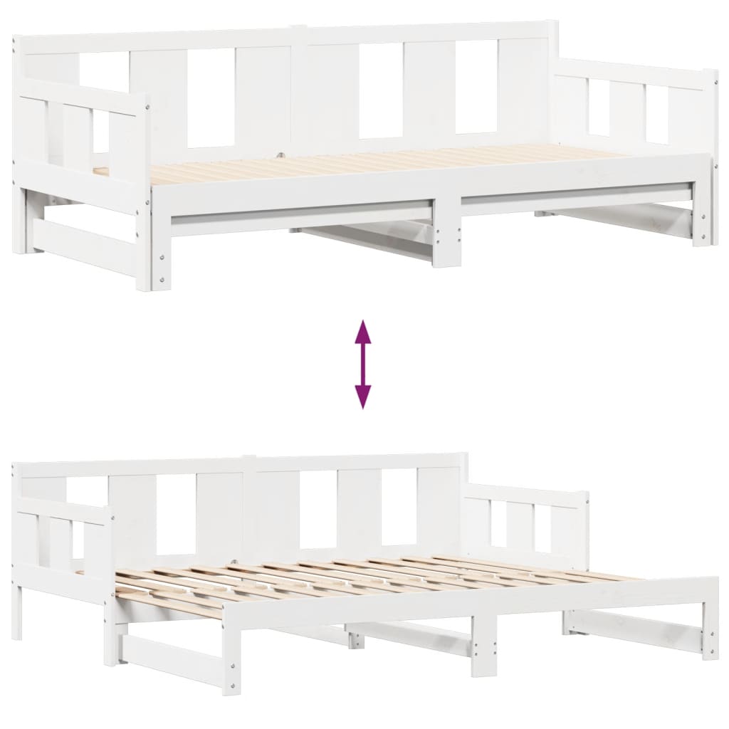 Daybed with Trundle and Drawers without Mattress White 90x190 cm Single