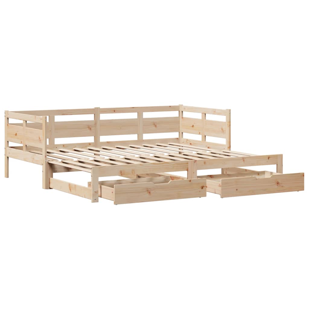 Daybed with Trundle and Drawers without Mattress 90x200 cm