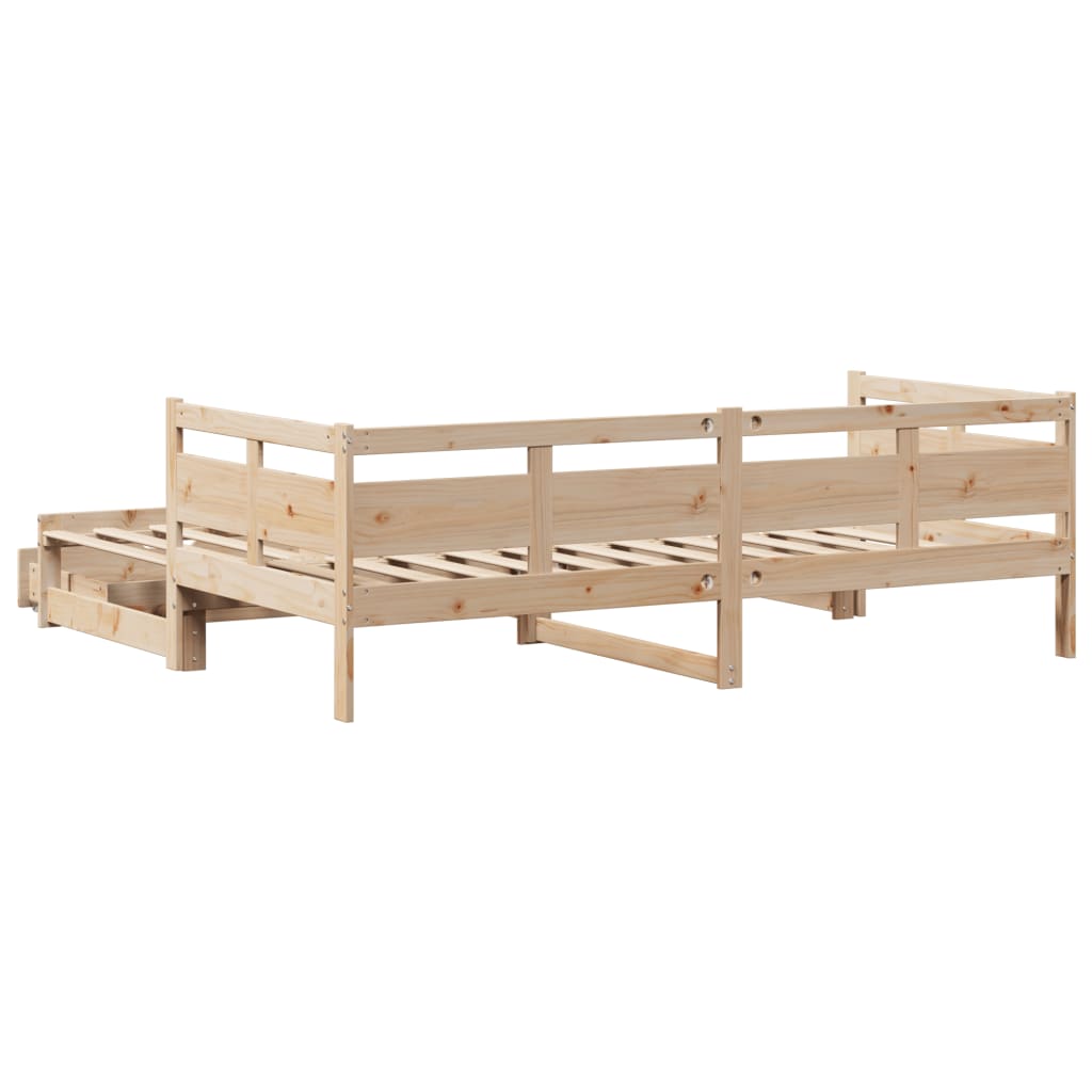 Daybed with Trundle and Drawers without Mattress 90x200 cm