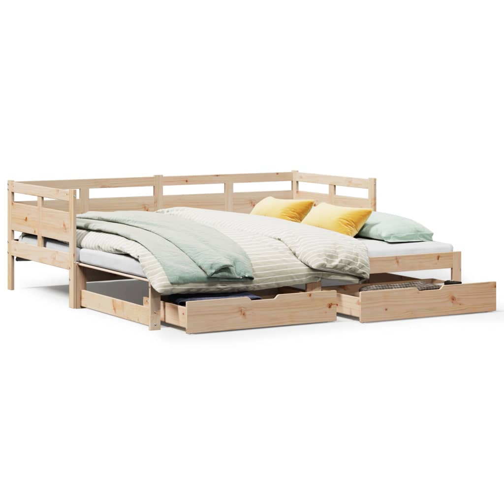 Daybed with Trundle and Drawers without Mattress 90x200 cm