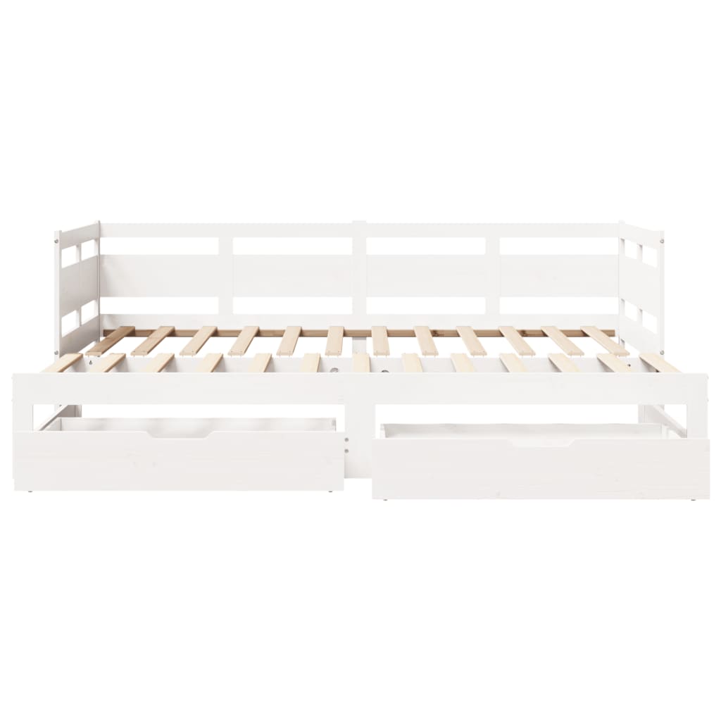 Daybed with Trundle and Drawers without Mattress White 90x200 cm