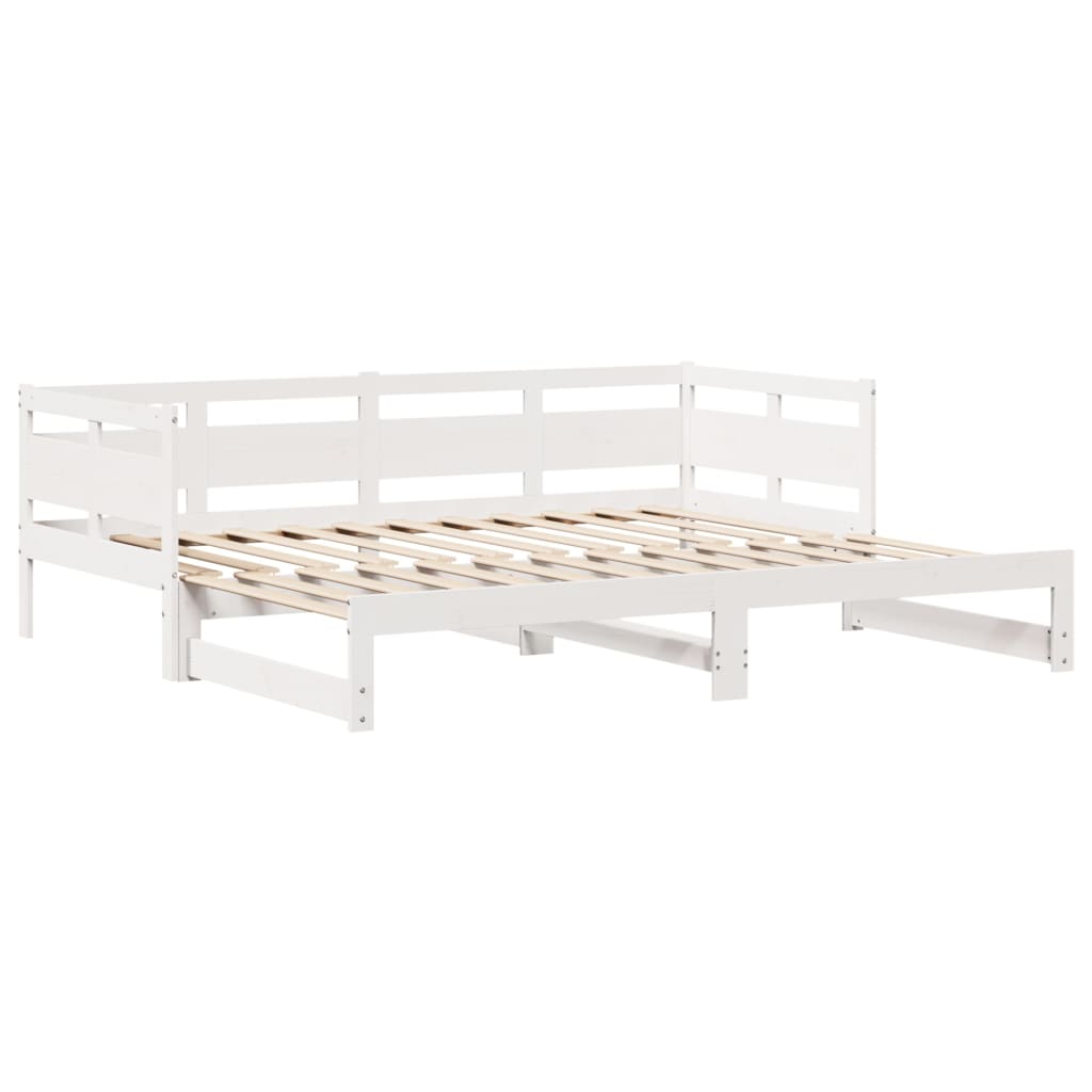 Daybed with Trundle and Drawers without Mattress White 90x200 cm