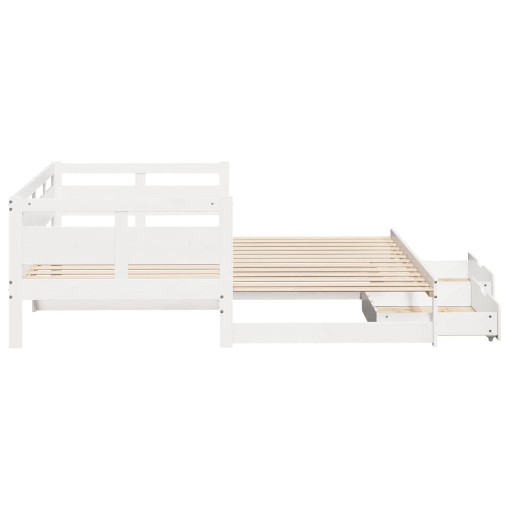 Daybed with Trundle and Drawers without Mattress White 90x200 cm