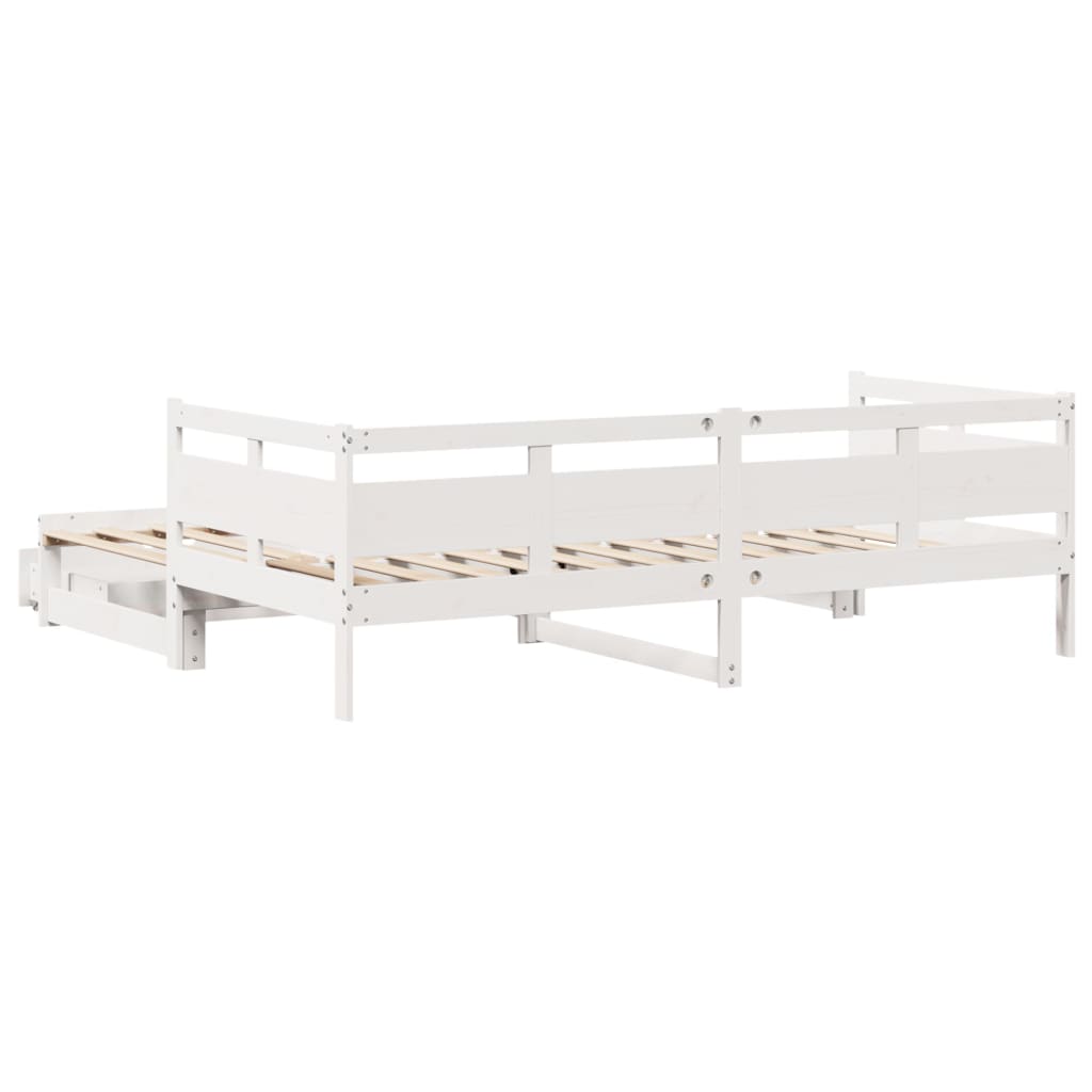 Daybed with Trundle and Drawers without Mattress White 90x200 cm