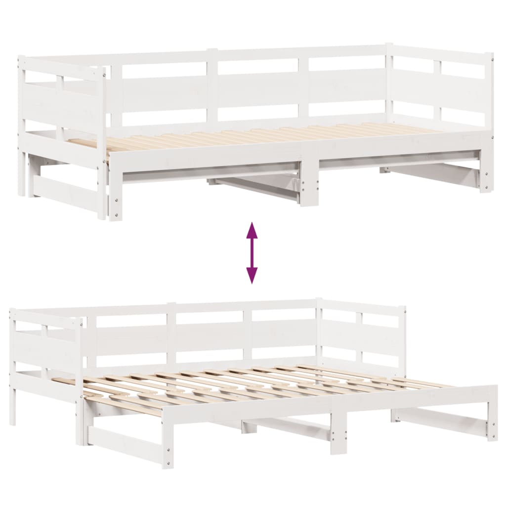 Daybed with Trundle and Drawers without Mattress White 90x200 cm