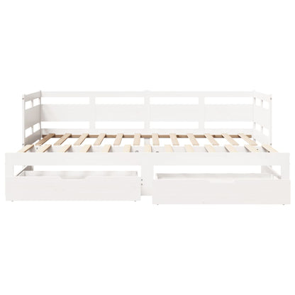 Daybed with Trundle and Drawers without Mattress White 80x200 cm