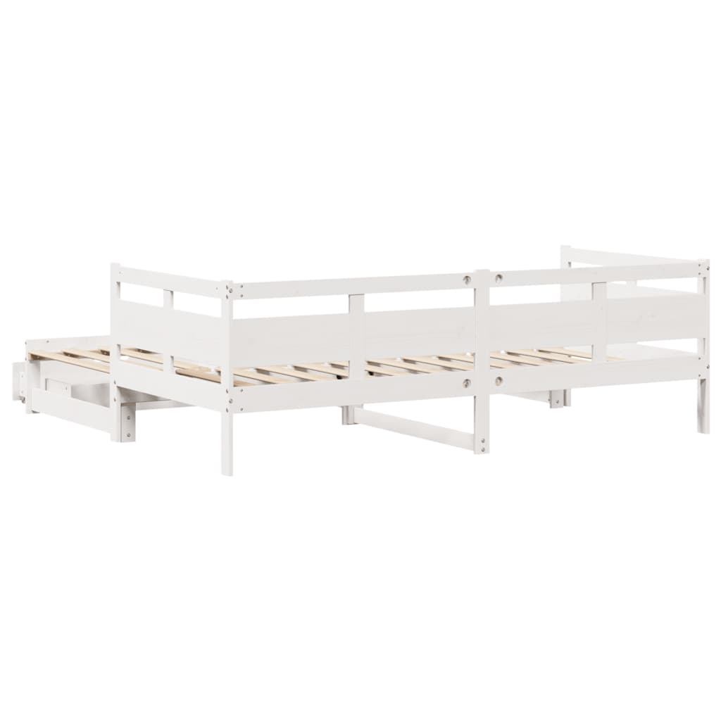 Daybed with Trundle and Drawers without Mattress White 80x200 cm