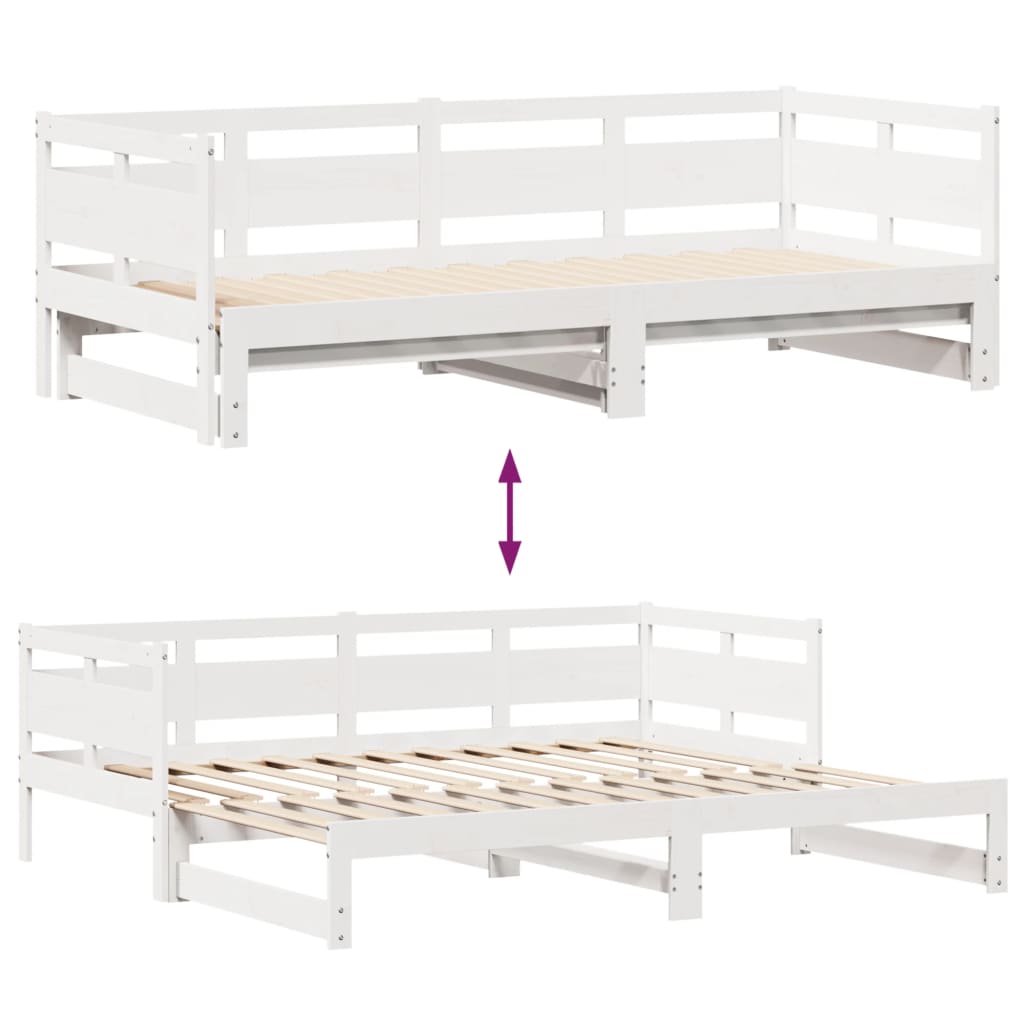 Daybed with Trundle and Drawers without Mattress White 80x200 cm