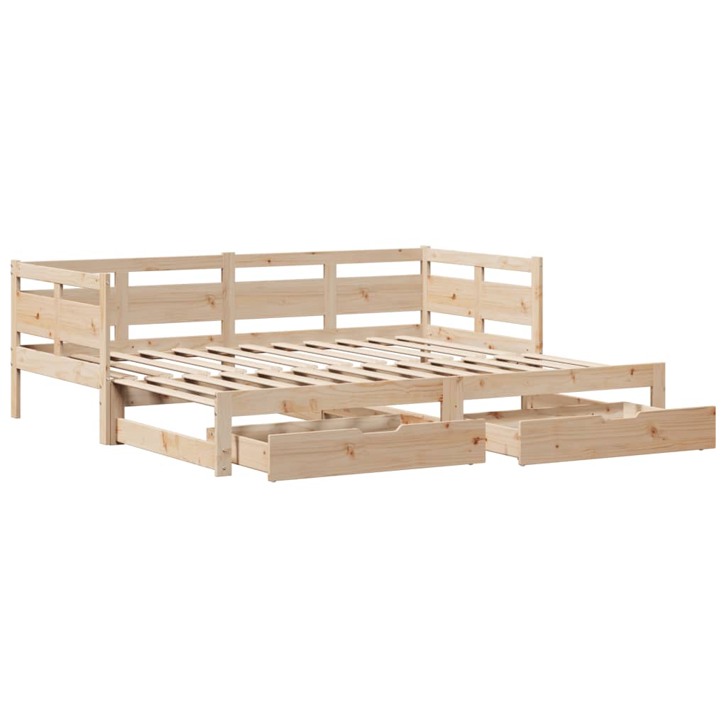 Daybed with Trundle and Drawers without Mattress 90x190 cm Single