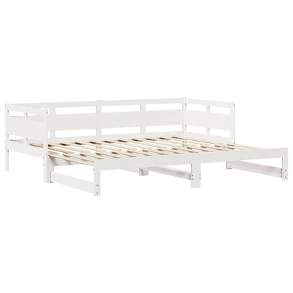 Daybed with Trundle and Drawers without Mattress White 90x190 cm Single