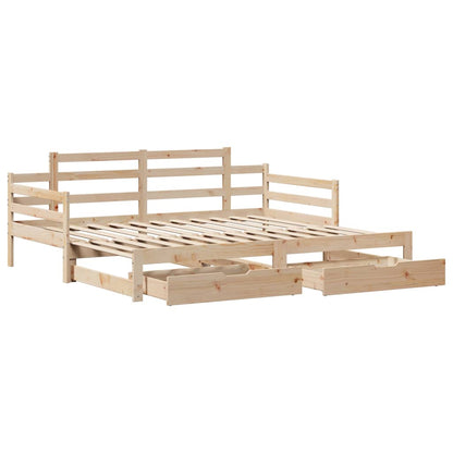 Daybed with Trundle and Drawers without Mattress 90x200 cm