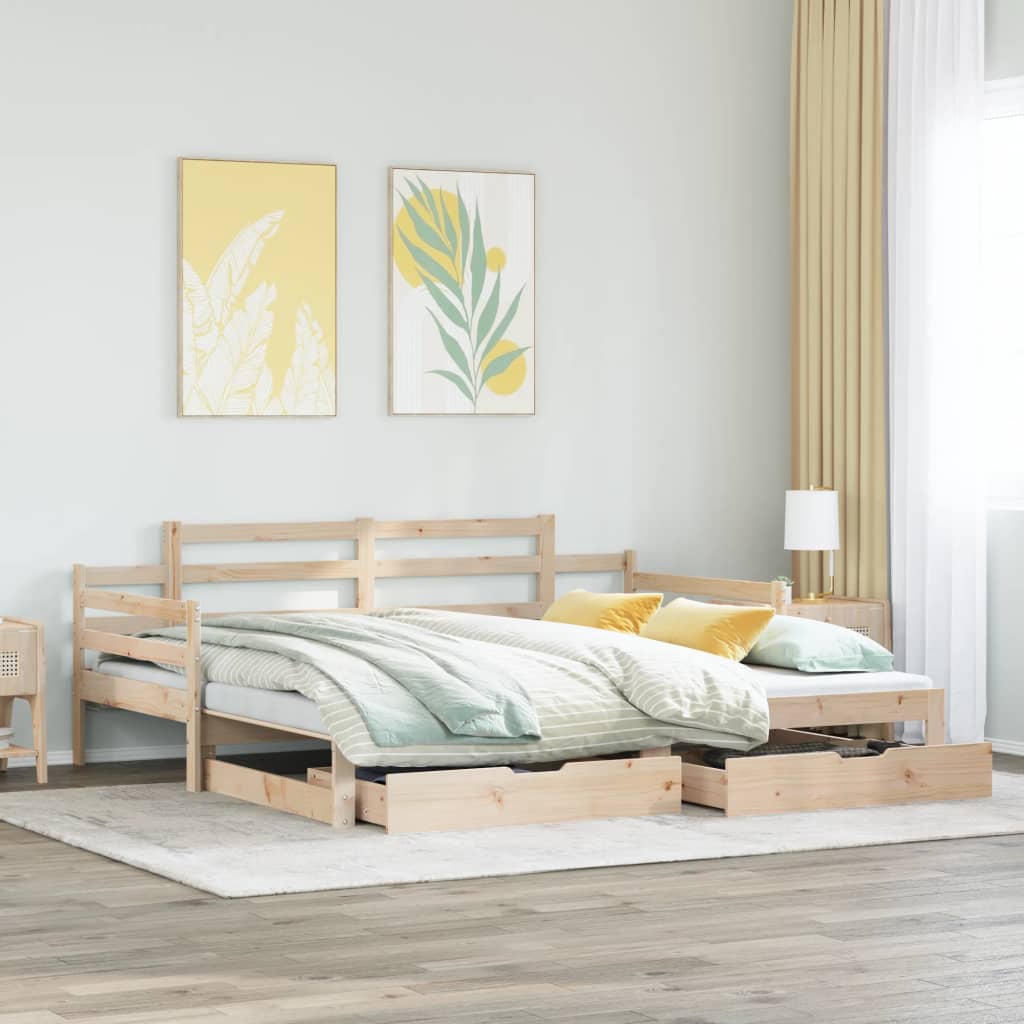 Daybed with Trundle and Drawers without Mattress 90x200 cm