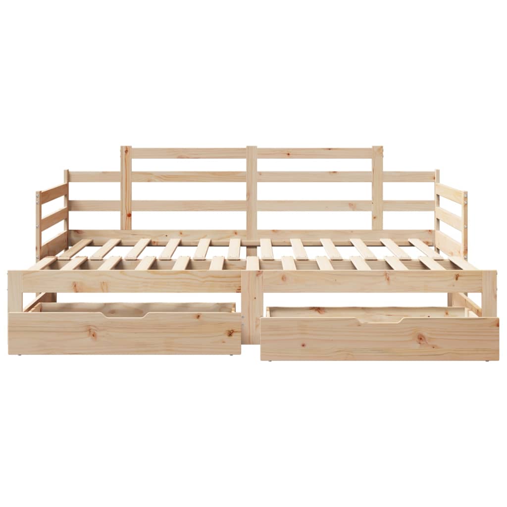 Daybed with Trundle and Drawers without Mattress 90x200 cm