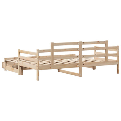 Daybed with Trundle and Drawers without Mattress 90x200 cm