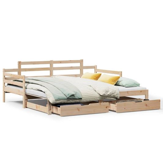 Daybed with Trundle and Drawers without Mattress 90x200 cm