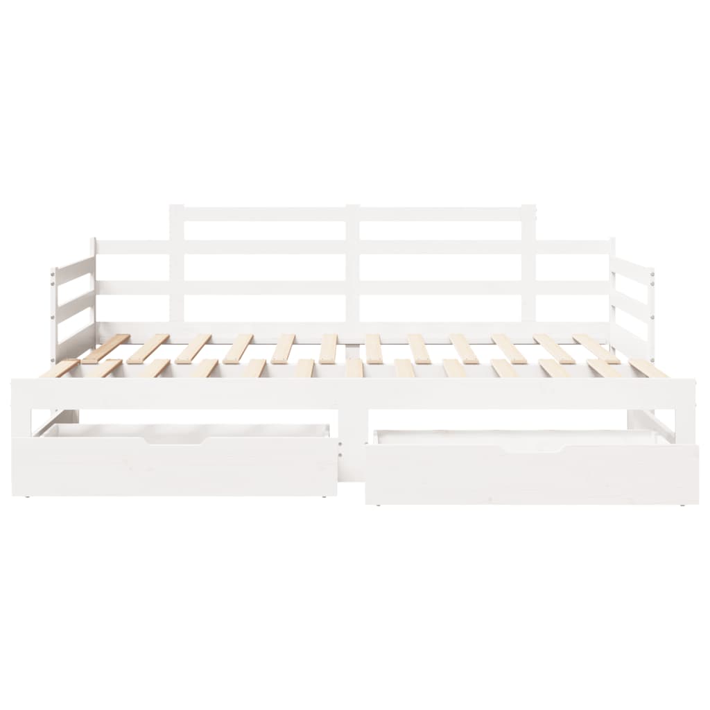 Daybed with Trundle and Drawers without Mattress White 90x200 cm