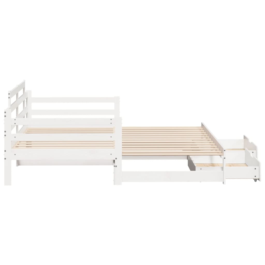 Daybed with Trundle and Drawers without Mattress White 90x200 cm