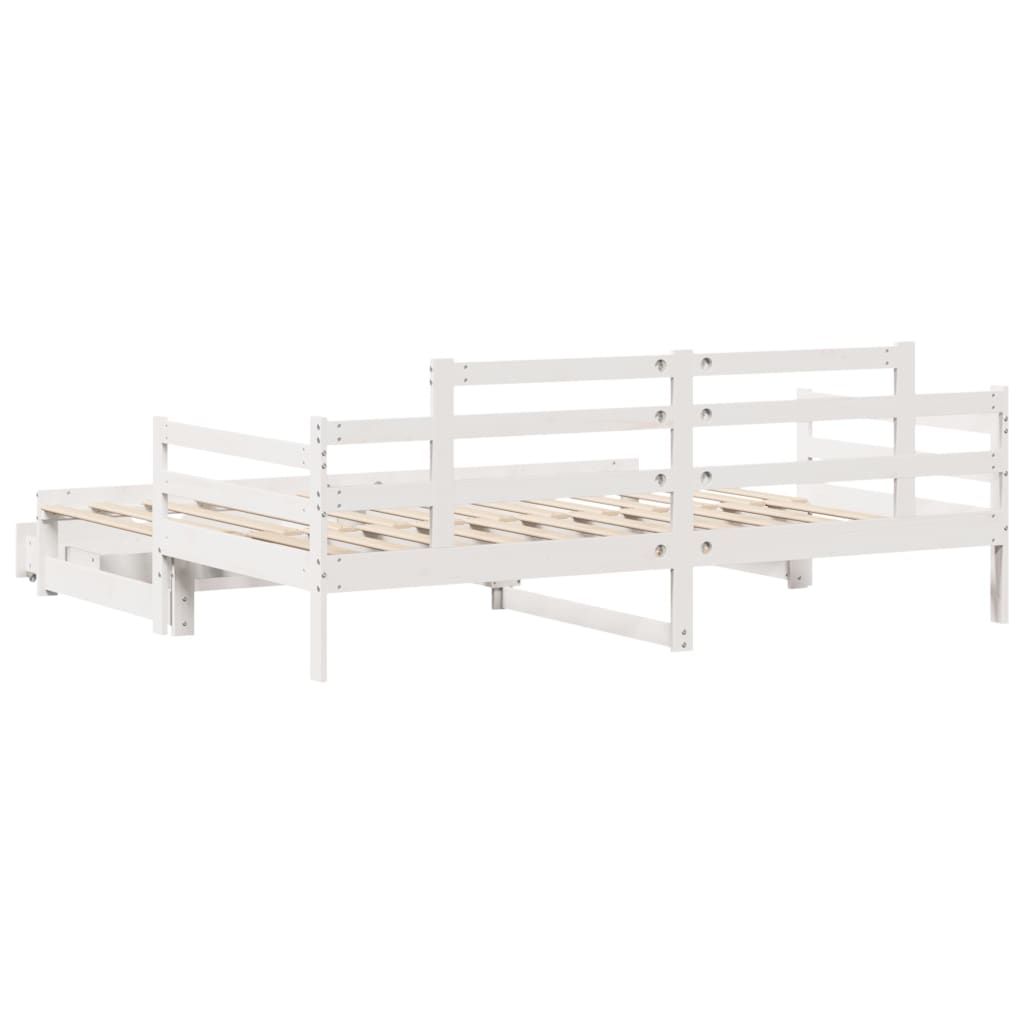 Daybed with Trundle and Drawers without Mattress White 90x200 cm