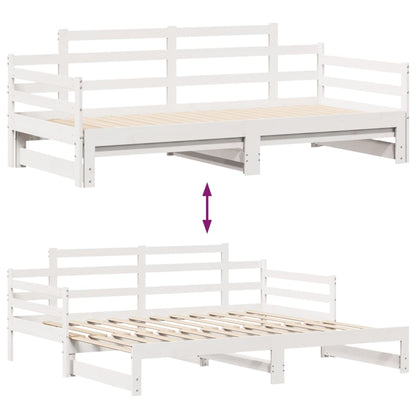 Daybed with Trundle and Drawers without Mattress White 90x200 cm