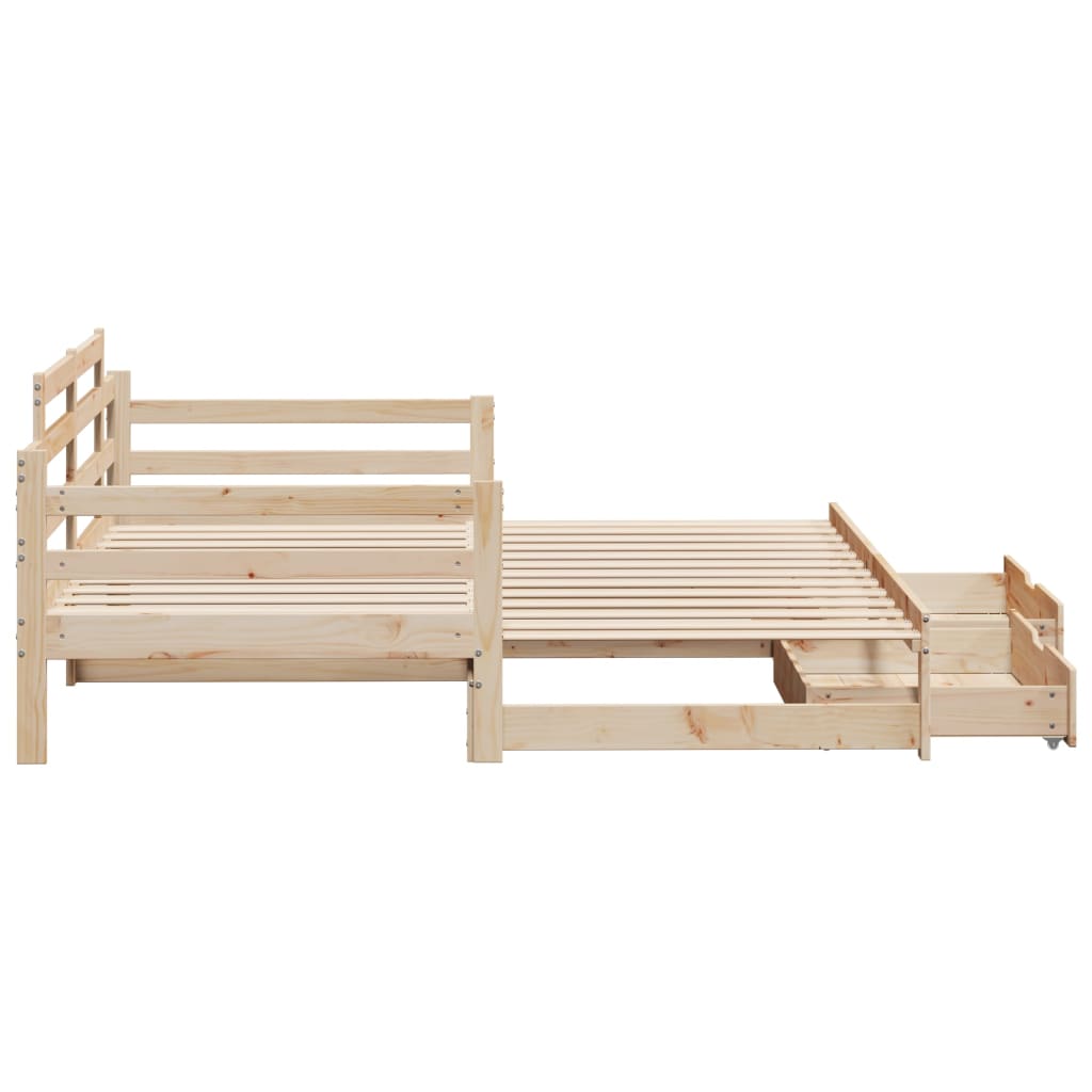 Daybed with Trundle and Drawers without Mattress 80x200 cm