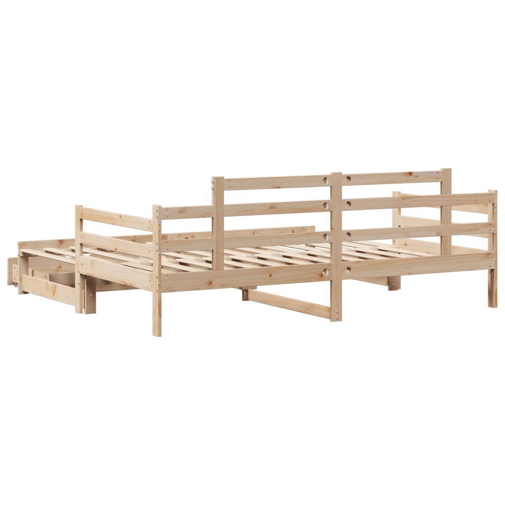 Daybed with Trundle and Drawers without Mattress 80x200 cm