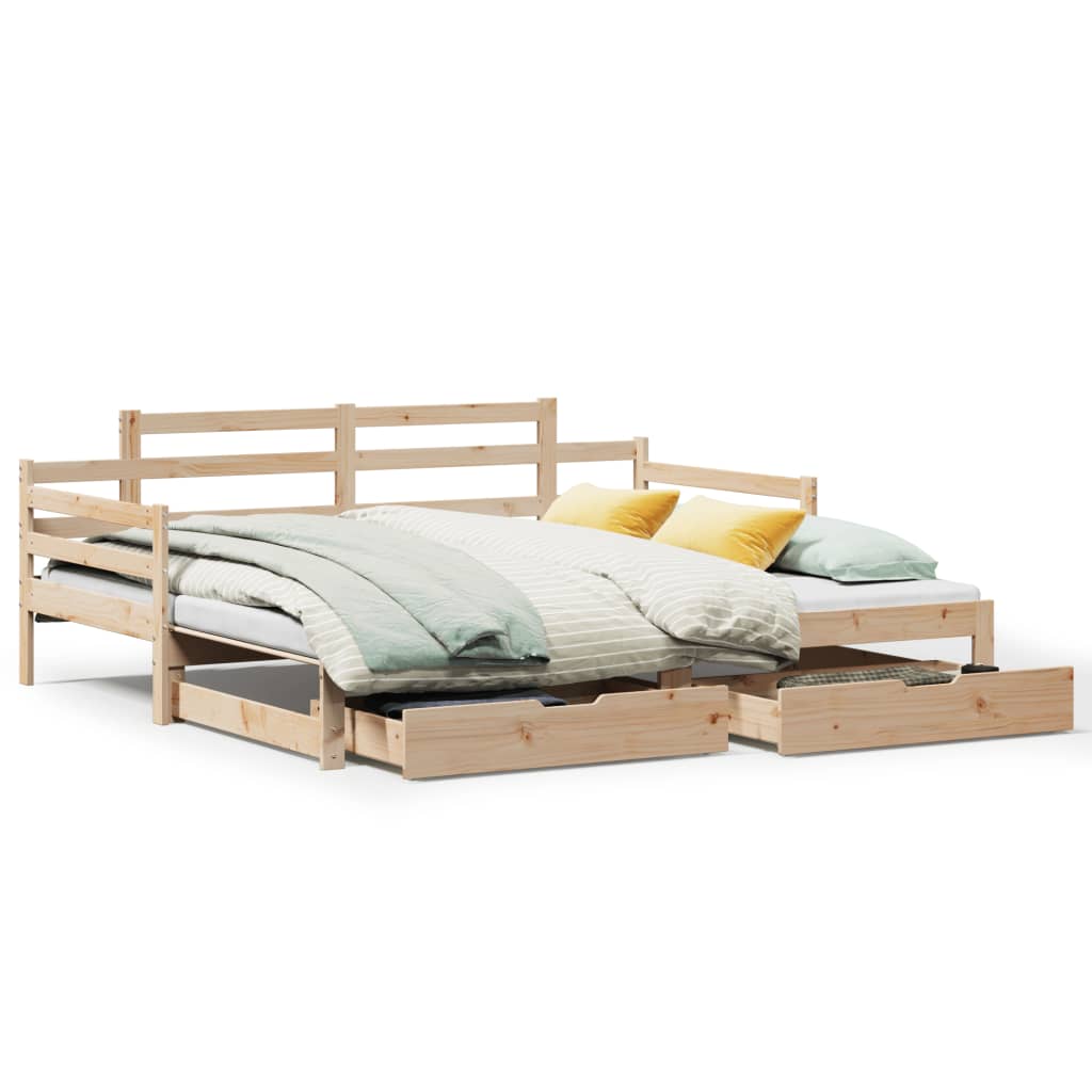 Daybed with Trundle and Drawers without Mattress 80x200 cm