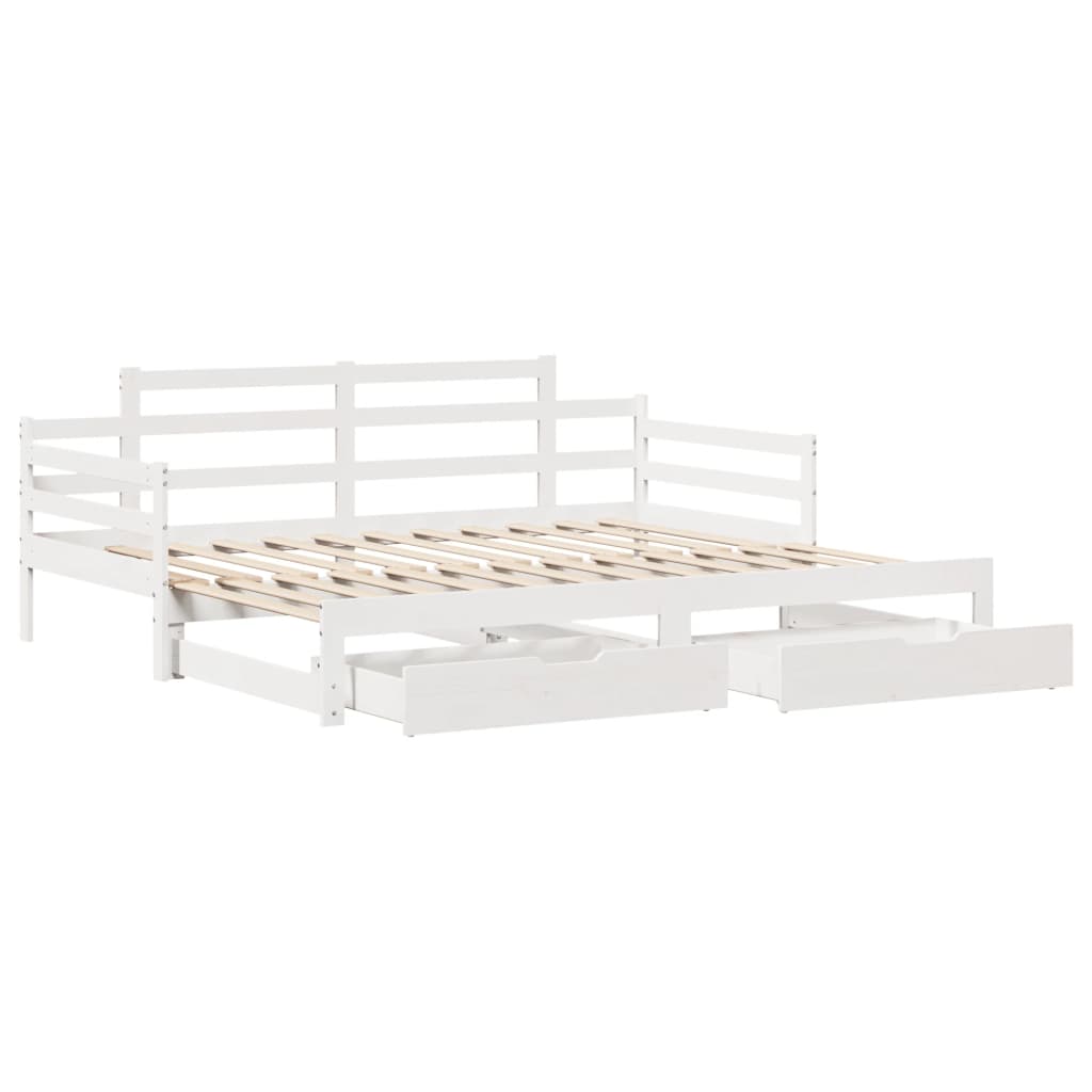 Daybed with Trundle and Drawers without Mattress White 80x200 cm