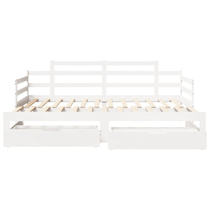 Daybed with Trundle and Drawers without Mattress White 80x200 cm